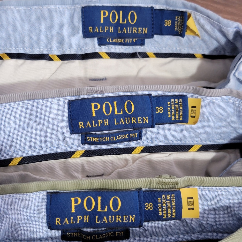 Polo Ralph Lauren Chino Shorts Mens 38 Blue Grey Green Stretch Bundle Preppy Dad - Picture 14 of 16
